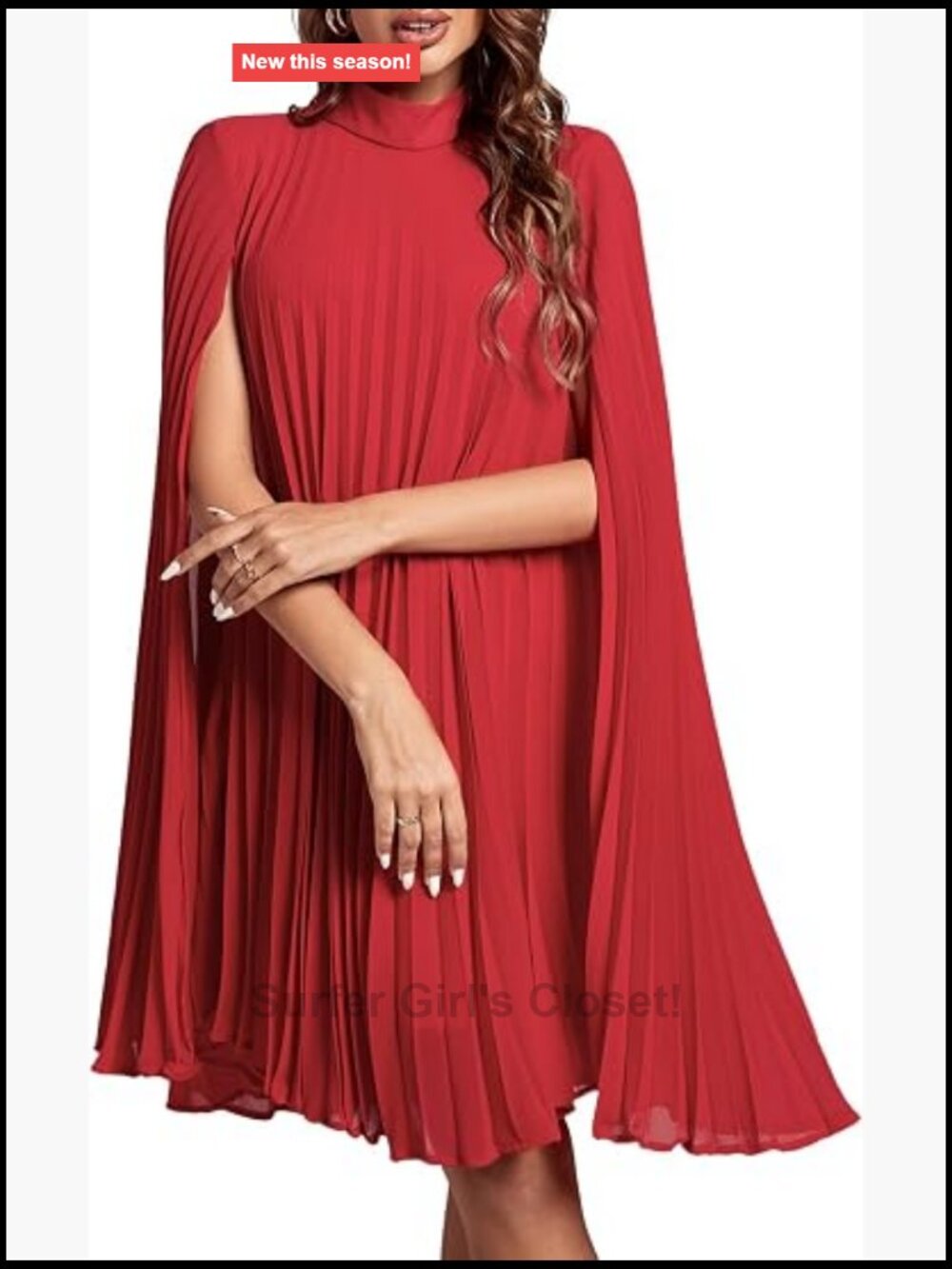 Women's Flowy Midi Dress with Long Sleeves and Keyhole Back